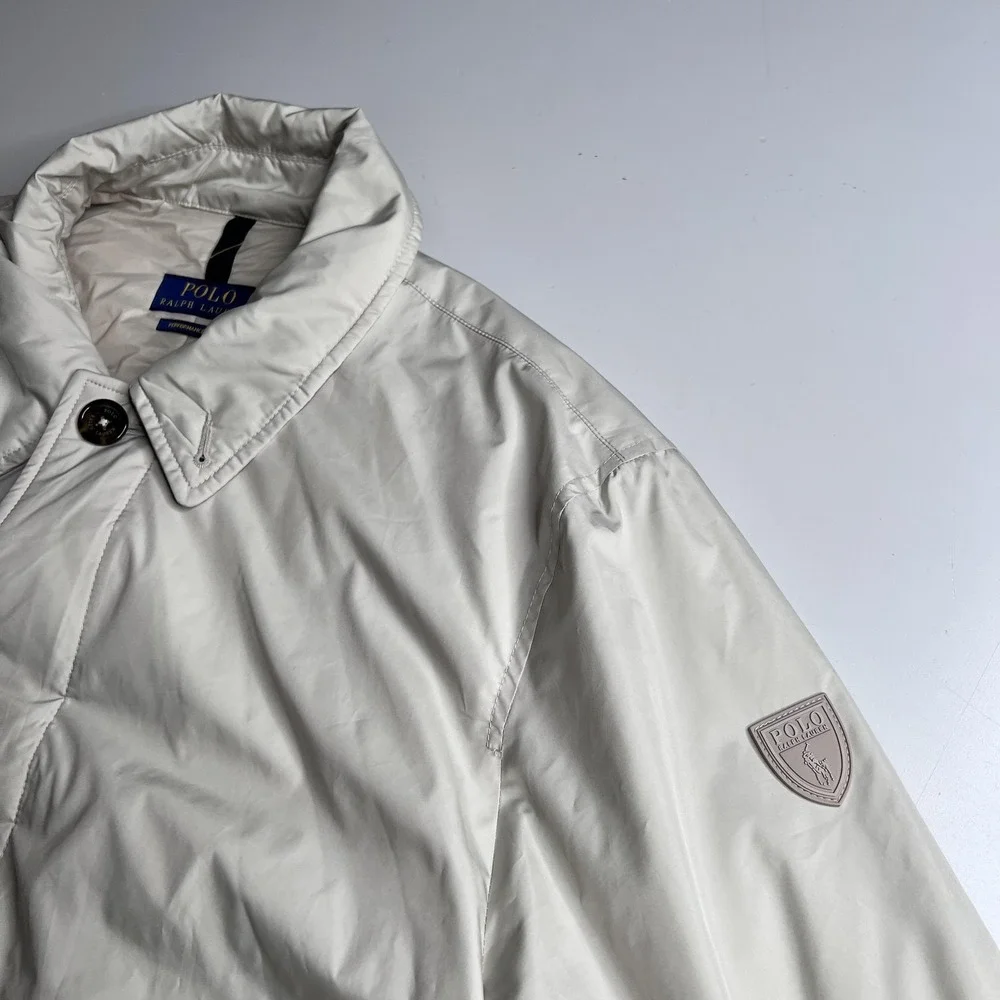 Polo Ralph Lauren Coat Mens XL White Insulated Rain Performance Mid Length‎